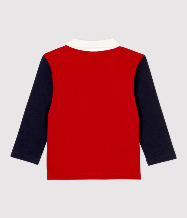 Polo en coton b&eacute;b&eacute;. rouge/bleu